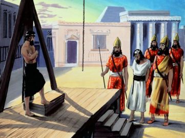 Haman being led to the gallows